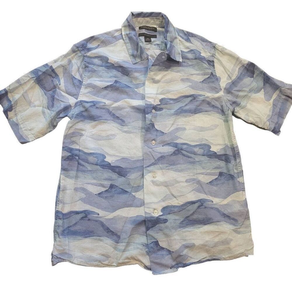 Banana Republic Relaxed Fit Shirt Men's XS Blue Peri Watercolor Organic Cotton